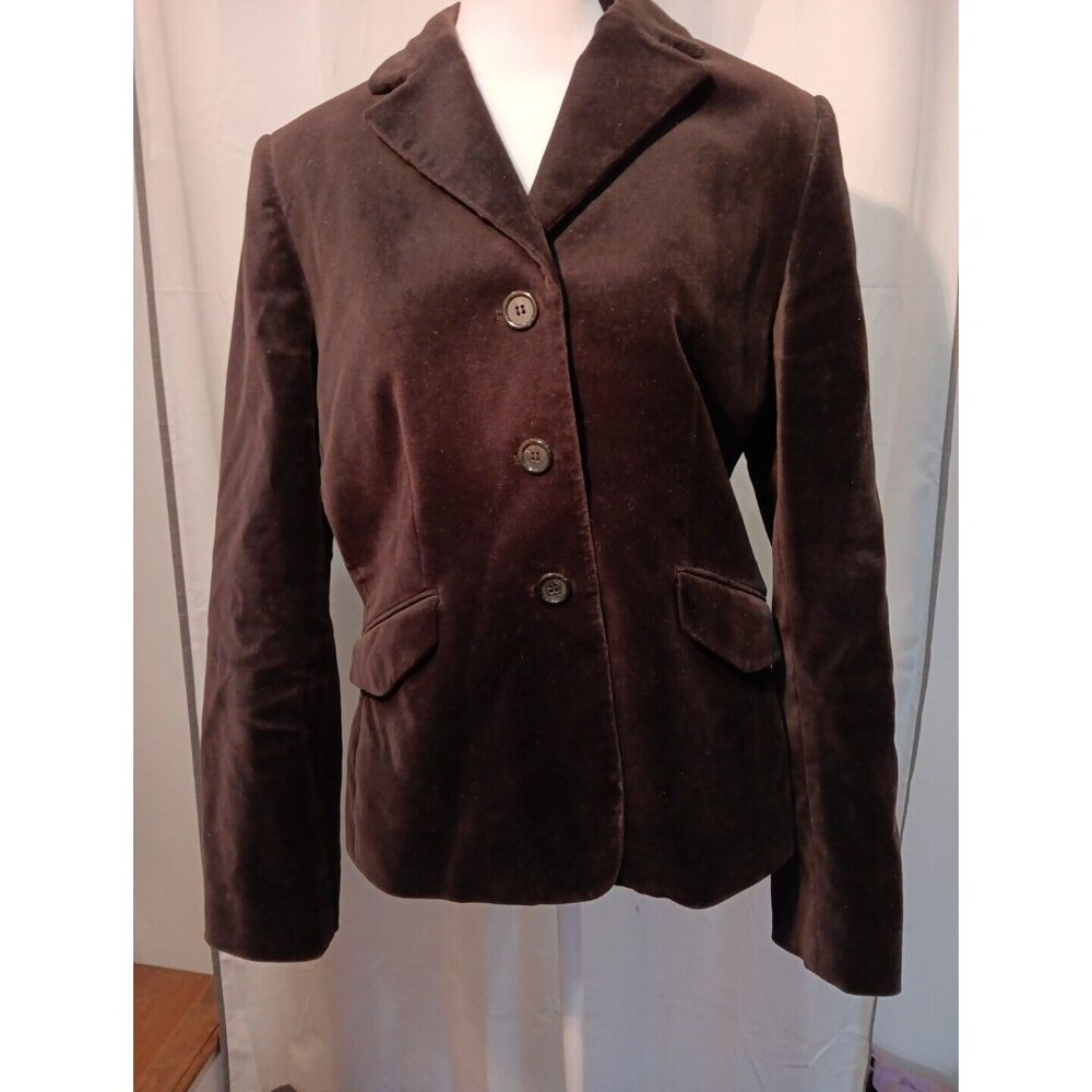 Alex Marie Women's Size 10 Black Velvet Button Fully Lined Long Sleeve Blazerβ